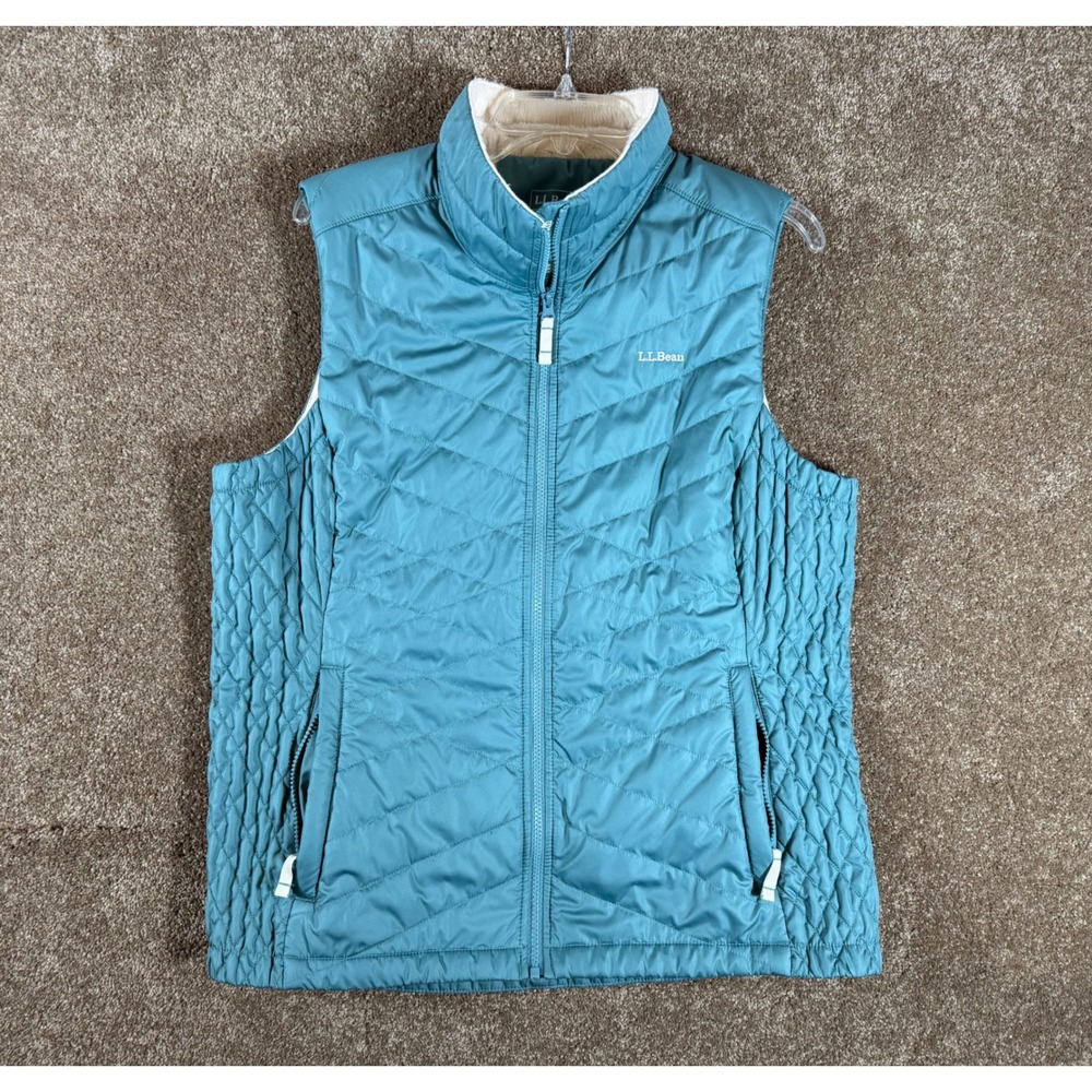 L.L. Bean Women's‎ Teal Quilted Fleece Lined Puffer Vest XL Primaloft